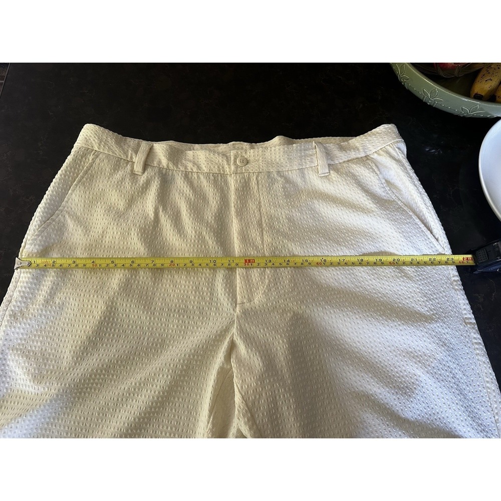 FootJoy Mens Seersucker Golf Shorts Cream White W40 Performance Stretch FJ Logo - Picture 9 of 10